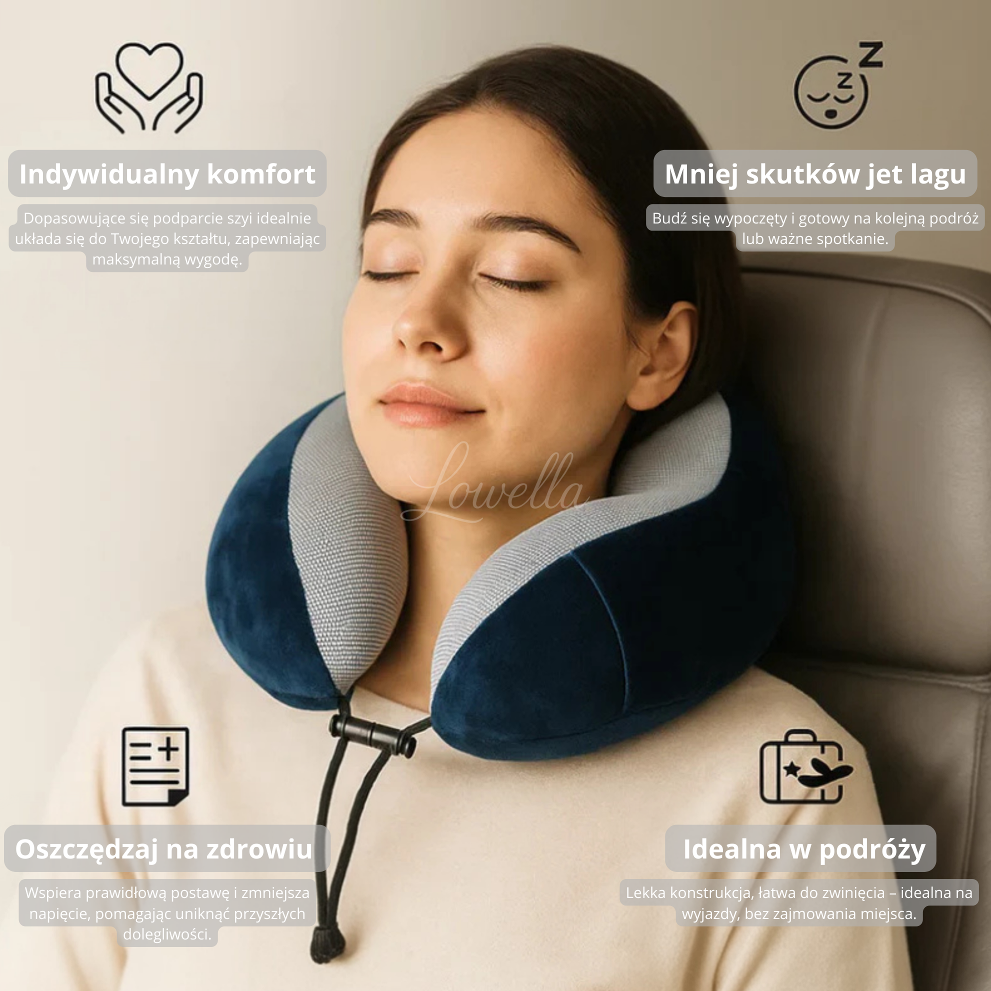 TravelNeck Air™ - Poduszka podróżna na szyję z pianki memory
